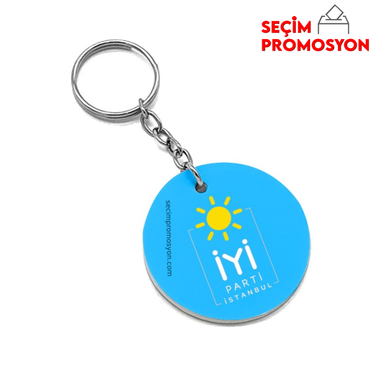 İYİ Parti Ekonomik Derili Anahtarlık - Yuvarlak