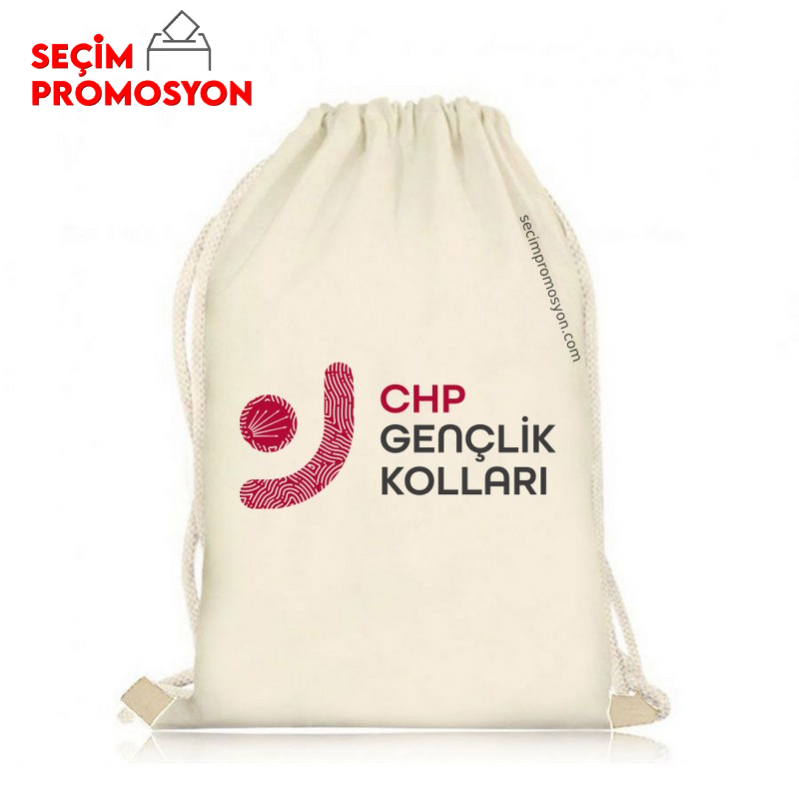 CHP İp Büzgülü Ham Bez Çanta