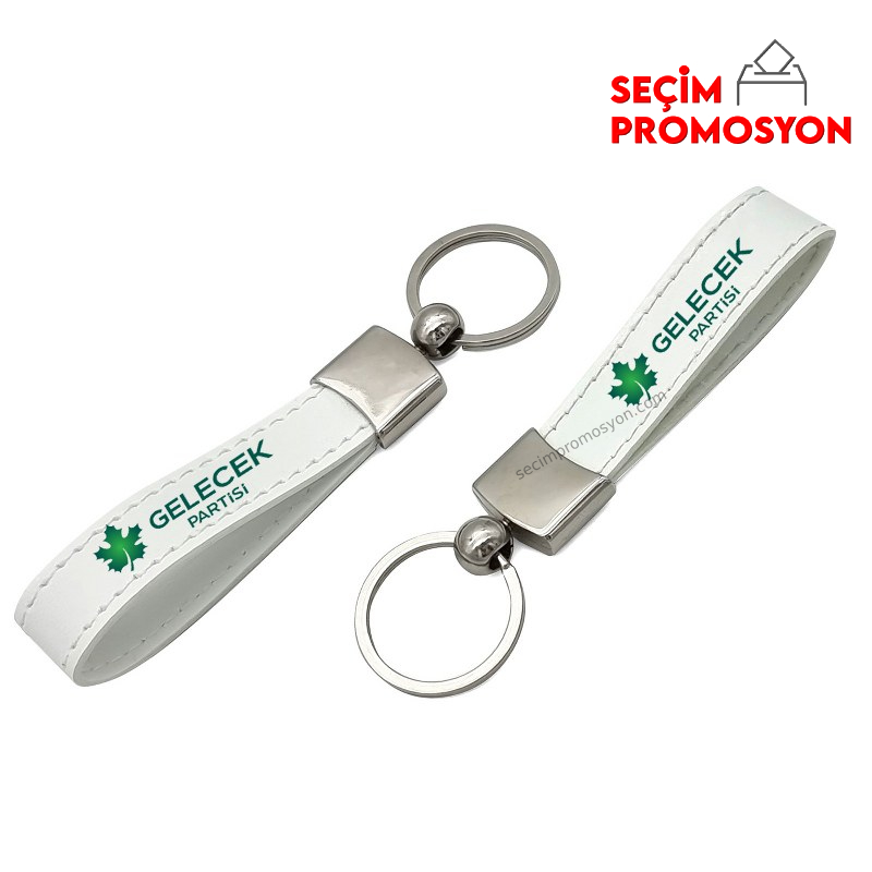 Gelecek Partisi Baskılı Promosyon Metal Deri Anahtarlık