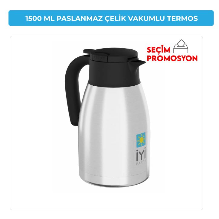 İYİ Parti Promosyon 1500 ML PASLANMAZ ÇELİK VAKUMLU TERMOS